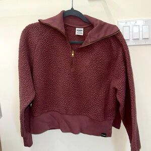 Pink turtle neck quarter zip